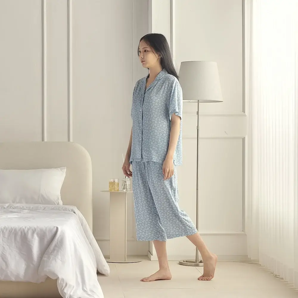[모던하우스] L 모달100% 부드럽고 시원한 7부바지 블루꽃
